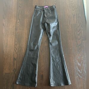 Edikted Black Faux Leather Flare Pants